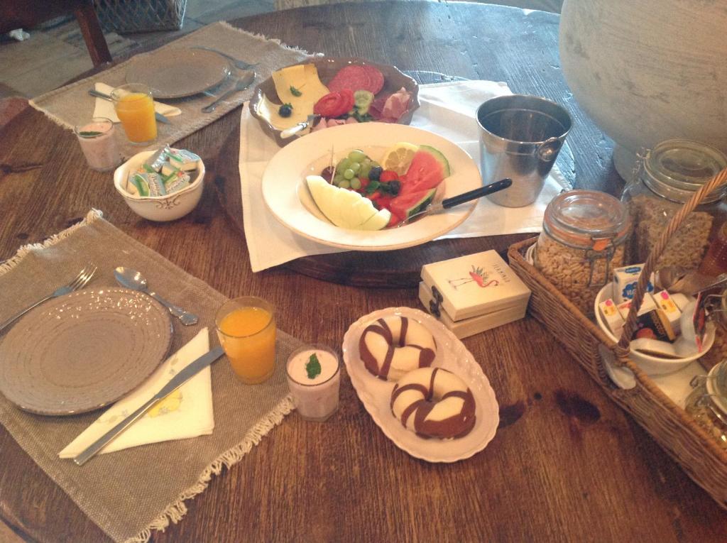 a table topped with plates of food on a table at villaquinta in La Herradura