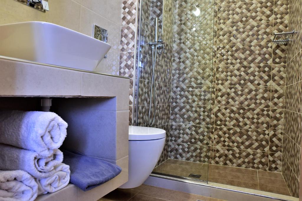 Koupelna v ubytování Kafouros Hotel