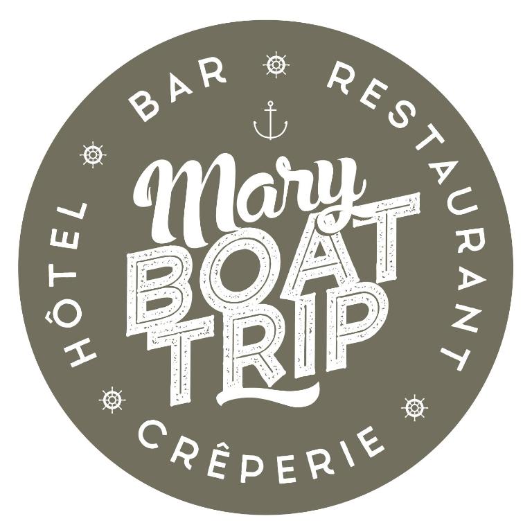 a label for a may boat trip with the words may boat trip at Mary Boat Trip in Ile aux Moines