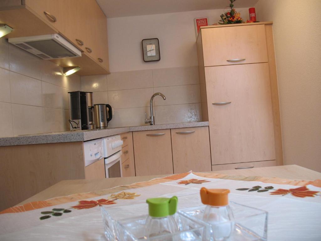 Kuchyň nebo kuchyňský kout v ubytování Gästehaus Luxner
