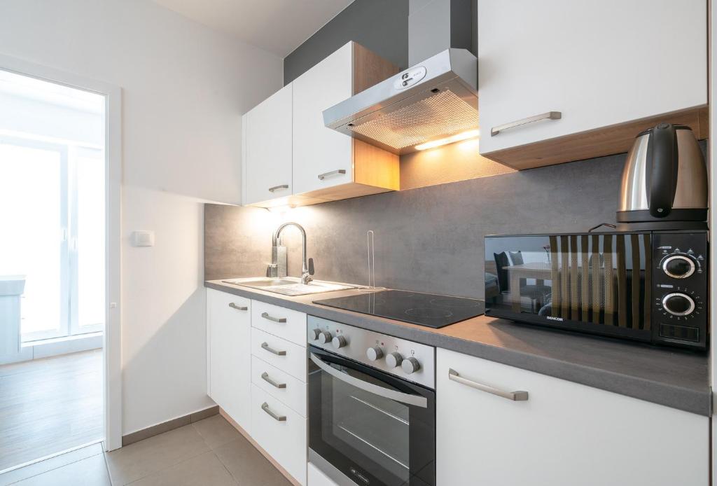 Kuchyňa alebo kuchynka v ubytovaní Apartmány Noviny