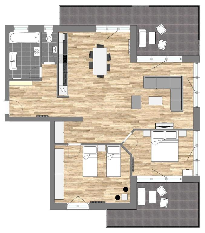 Plán poschodí v ubytovaní Apartmány Noviny