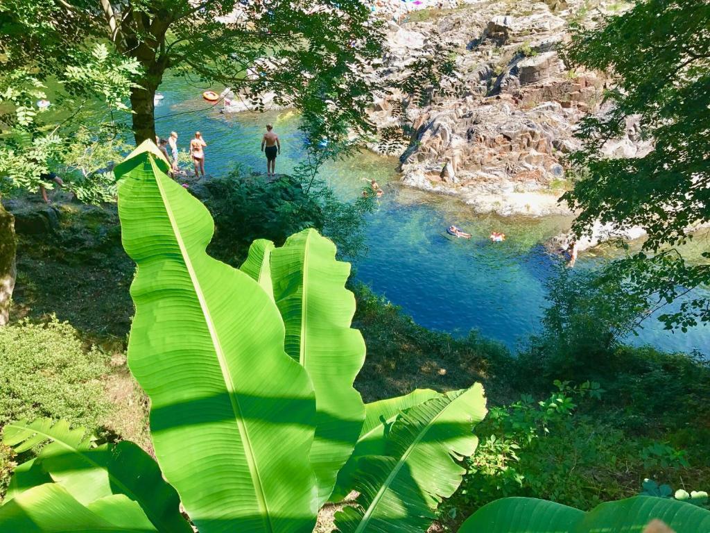 un grupo de personas nadando en un río en Camping & Resort Valle Romantica, en Cannobio