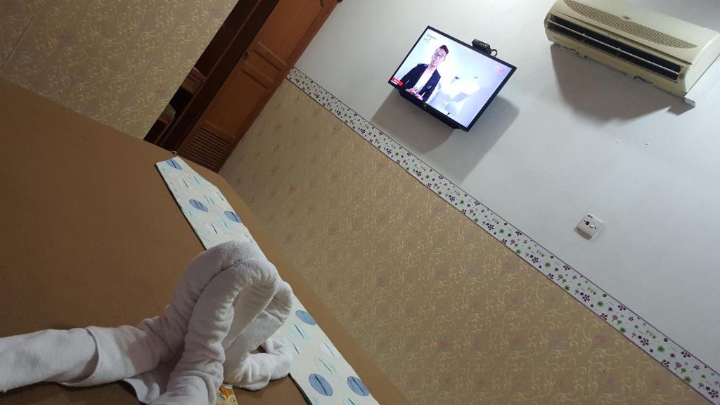 TV a/nebo společenská místnost v ubytování New Orchid Hotel Tuaran