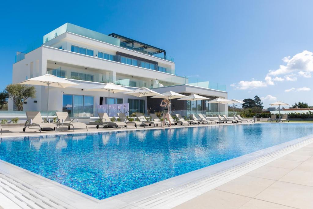 a view of the hotel from the swimming pool at Napa Gem Suites in Ayia Napa