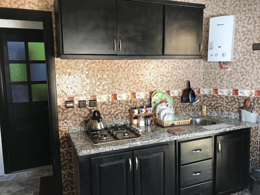 Kuchyň nebo kuchyňský kout v ubytování Appartements M'diq
