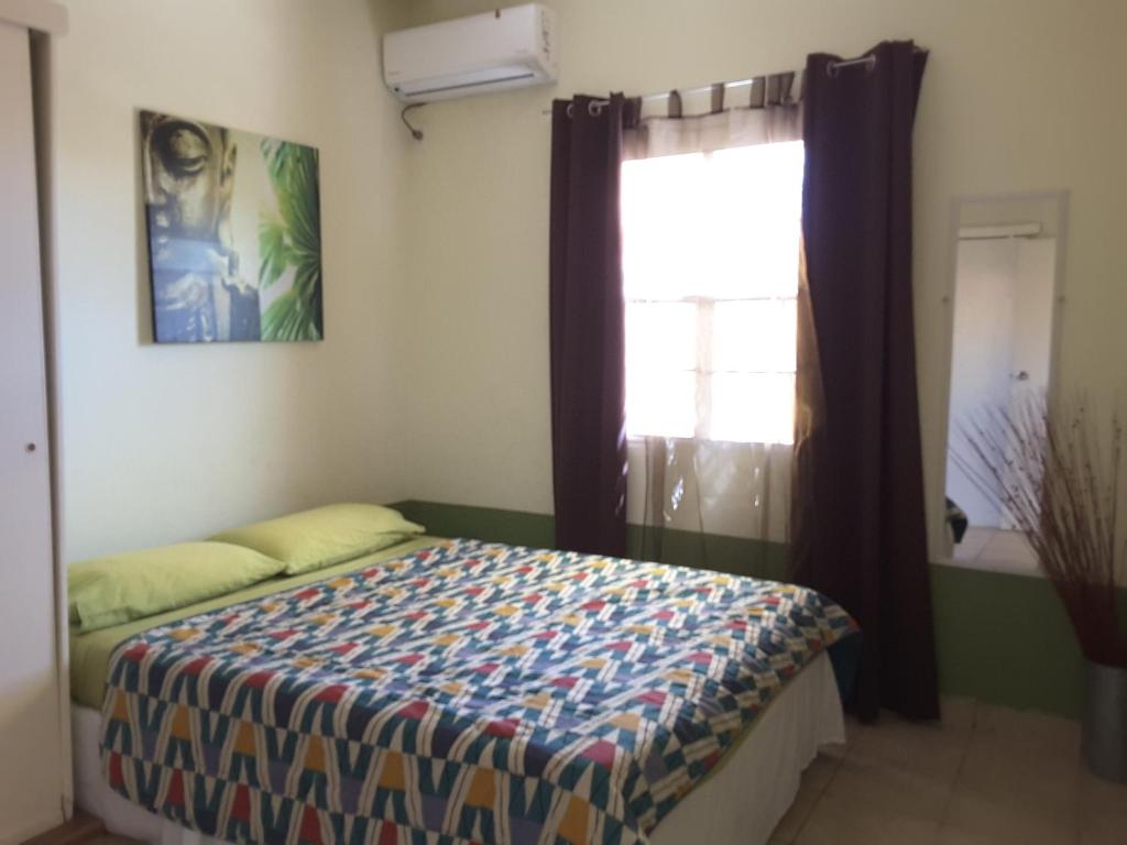 a bedroom with a bed and a window at SXM Spotters Paradise in Lowlands