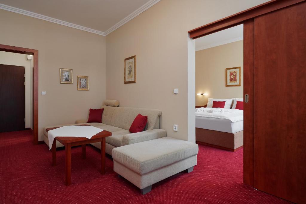 Postel nebo postele na pokoji v ubytování Wellness Hotel Lužan