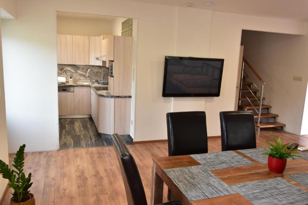 Kuchyň nebo kuchyňský kout v ubytování Apartmán-Hovorany