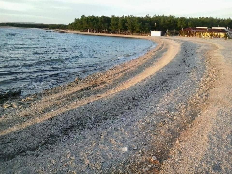 a beach with rocks and the water at Apartment Tičić in Povljana