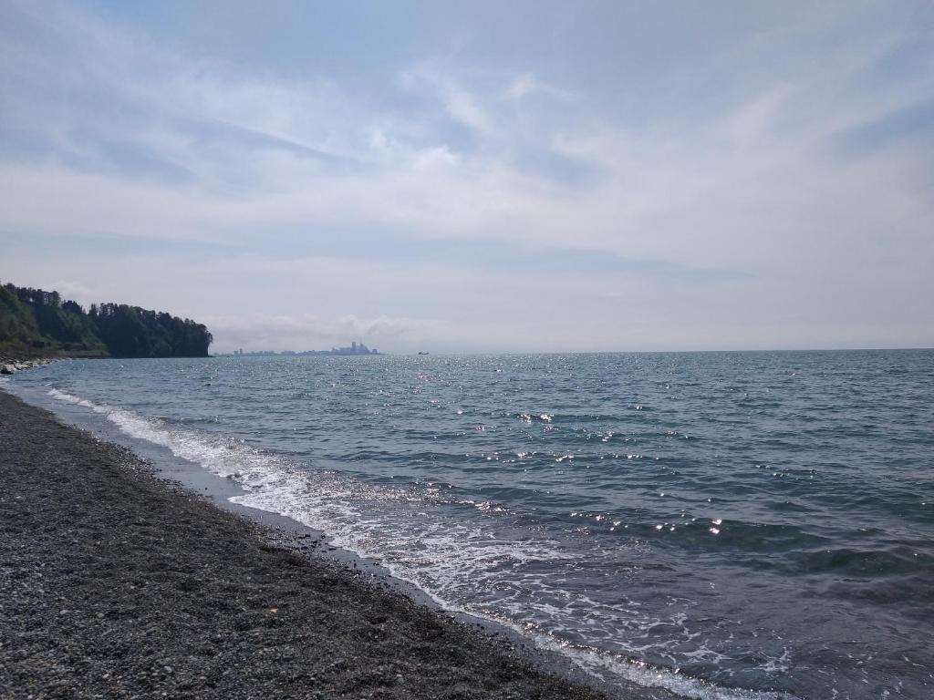 einen Strand mit felsiger Küste und Meer in der Unterkunft Boulevard apartment in Batumi