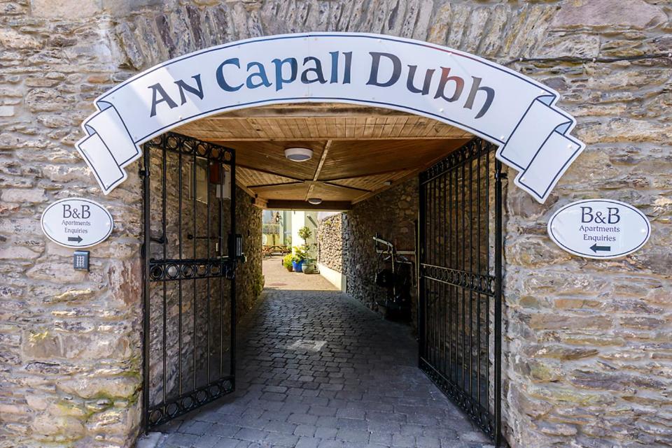 an entrance to an carril duuth with a sign over a door at An Capall Dubh B&B Dingle in Dingle