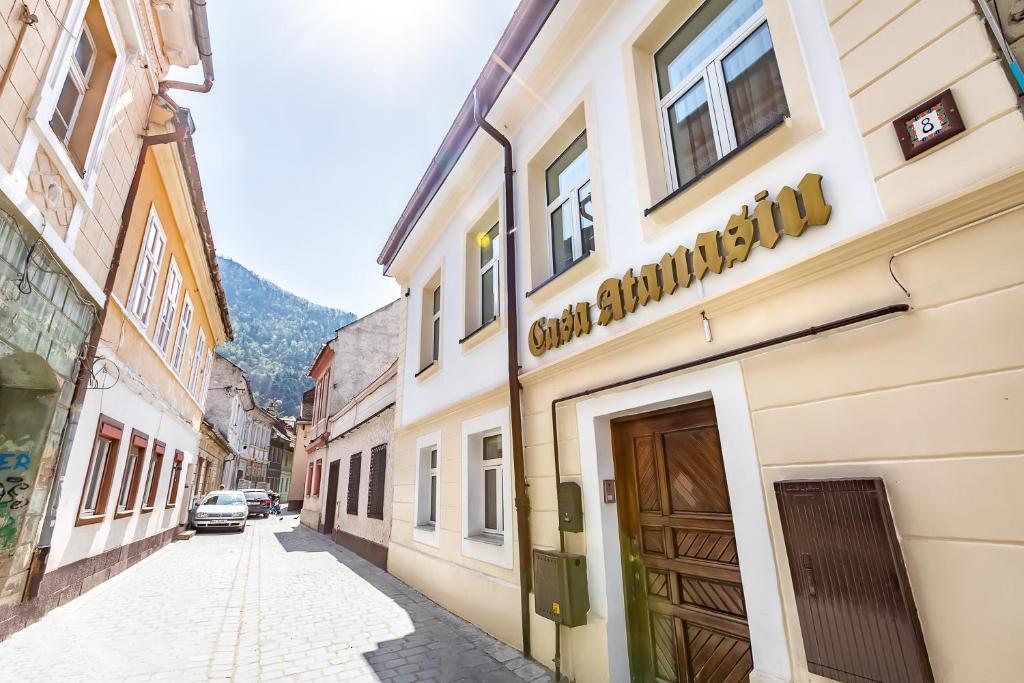 a street in the old town of brasov at Casa Atanasiu -Adult only in Braşov