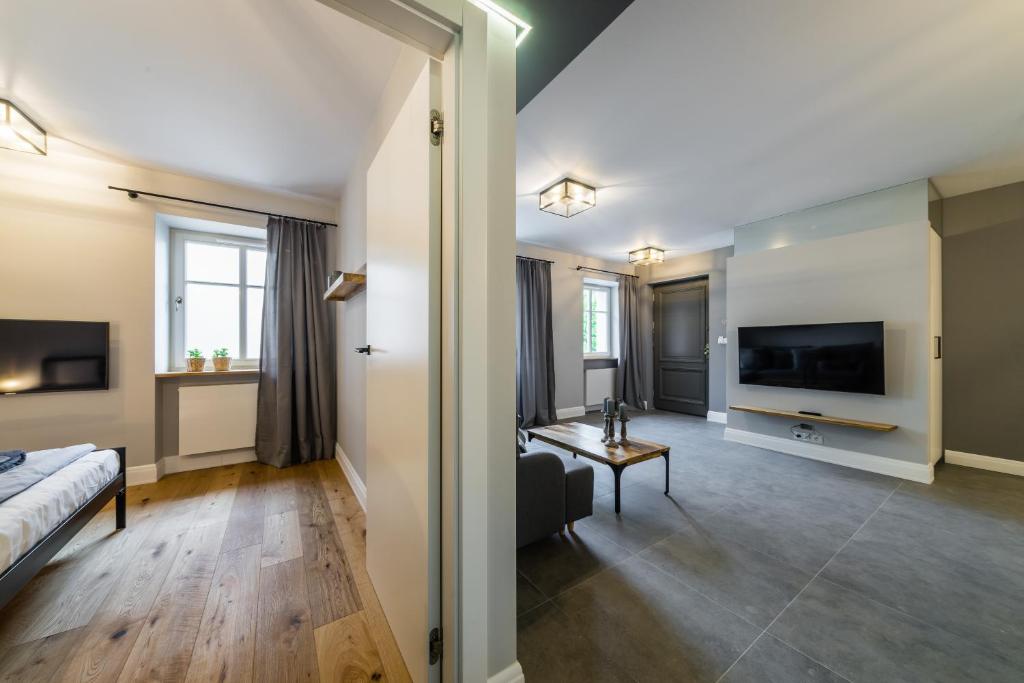 Televízia a/alebo spoločenská miestnosť v ubytovaní Groble Residence WAWELOFTS