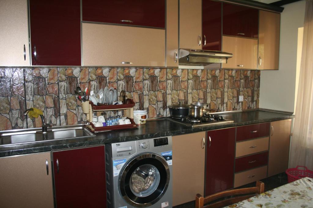 Kuchyň nebo kuchyňský kout v ubytování Hotel Noy