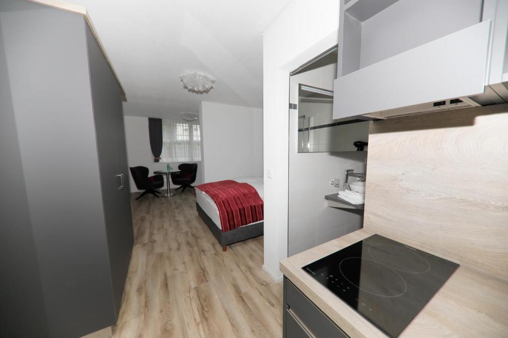 Kuchyň nebo kuchyňský kout v ubytování Business Apartments Reichenburg