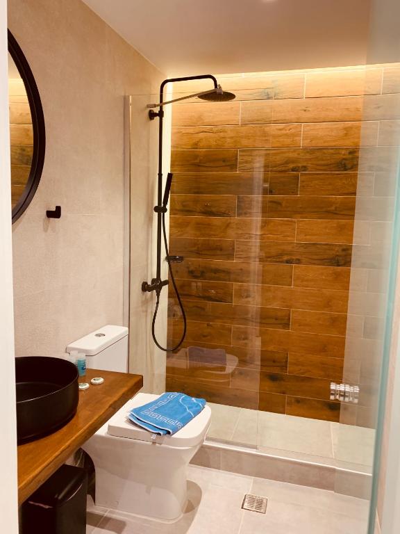 Koupelna v ubytování Hotel Papagalos