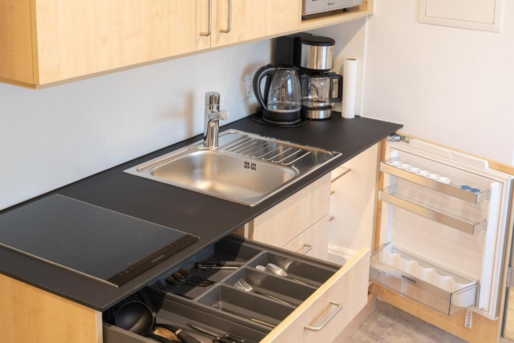 Kuchyň nebo kuchyňský kout v ubytování Ferienwohnung Metzler - Blick auf die Berge