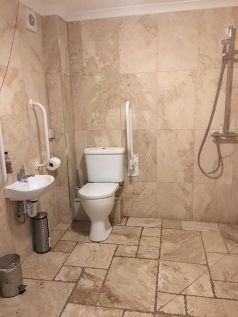a bathroom with a toilet and a sink at King's Head Inn in Llangennith