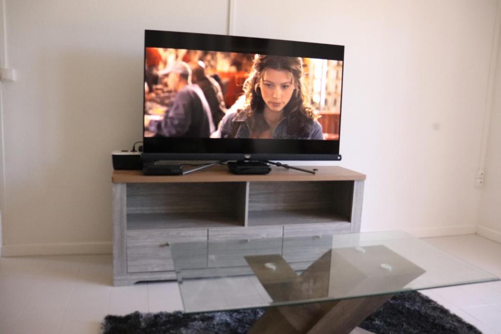 TV a/nebo společenská místnost v ubytování Gite les Bananiers