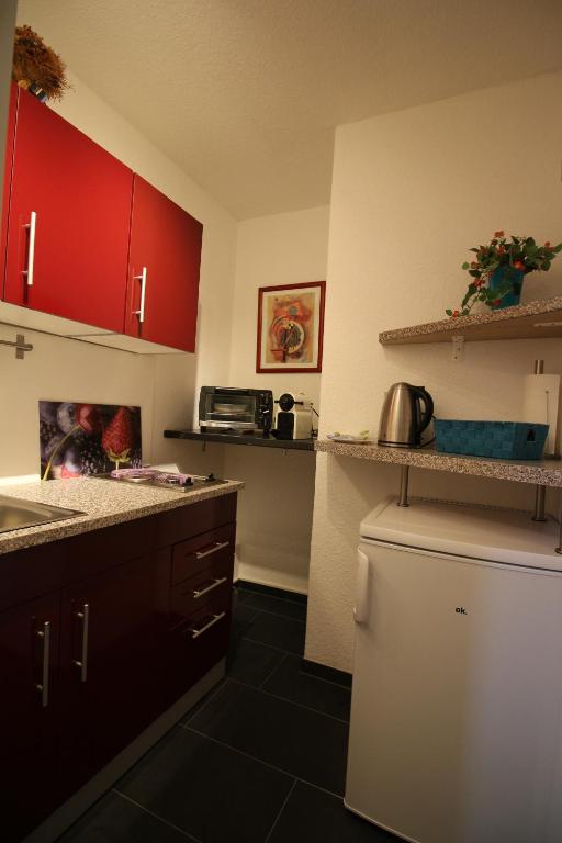 Kuchyň nebo kuchyňský kout v ubytování Apart Hotel Paradies