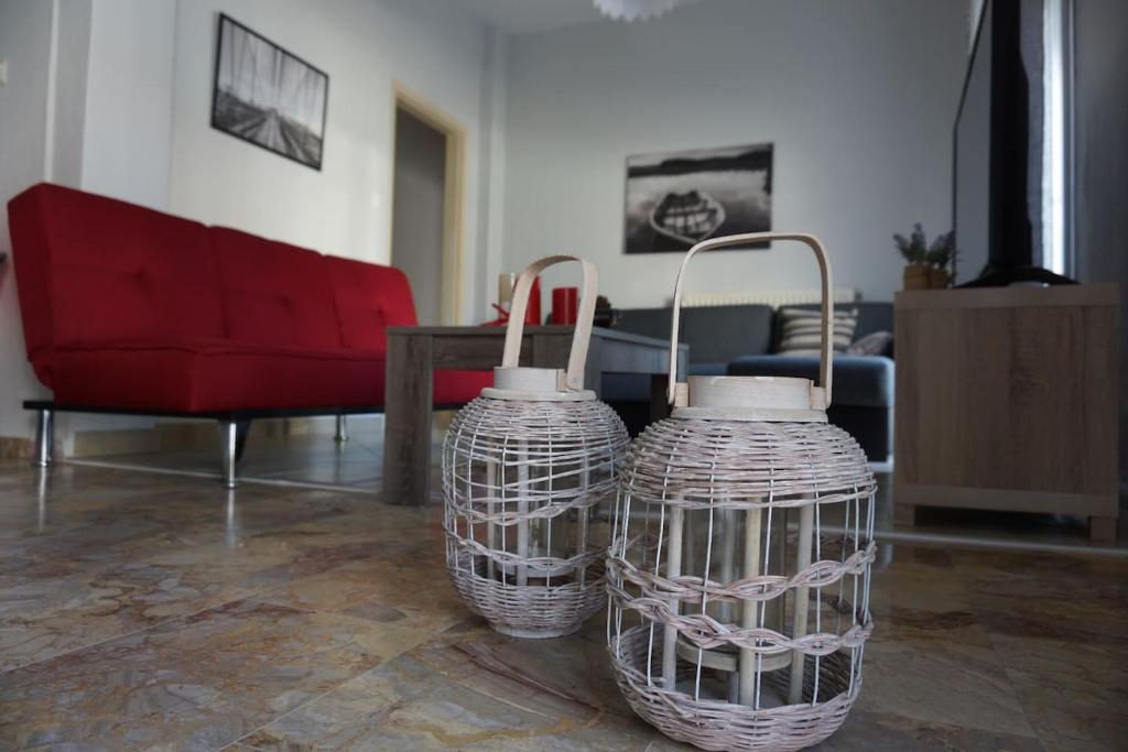 Posezení v ubytování Seaside family Apartment in Paralia Dionisiou
