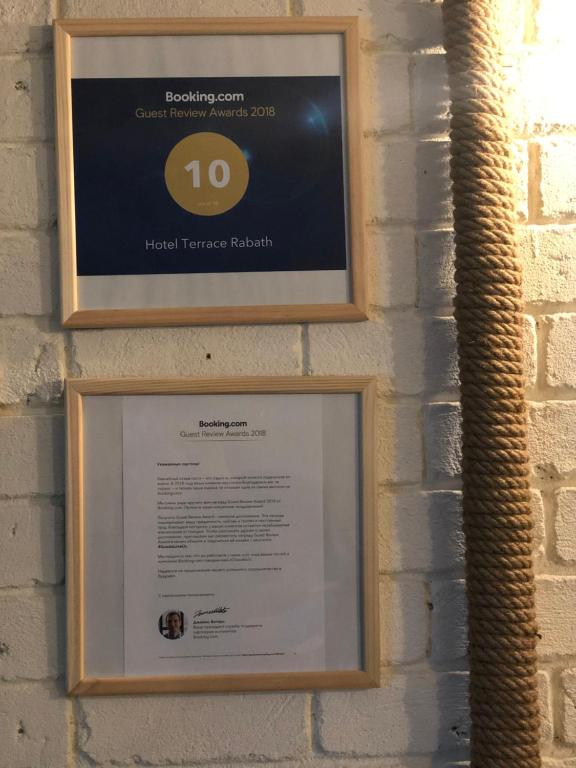 Certifikát, hodnocení, plakát nebo jiný dokument vystavený v ubytování Hotel Terrace Rabath