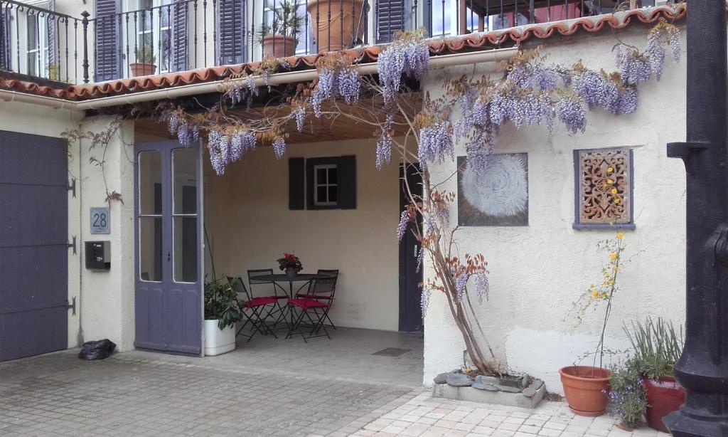 a house with a bunch of wisteria hanging from it at Le roc de l&#39;aigle in Cabrespine