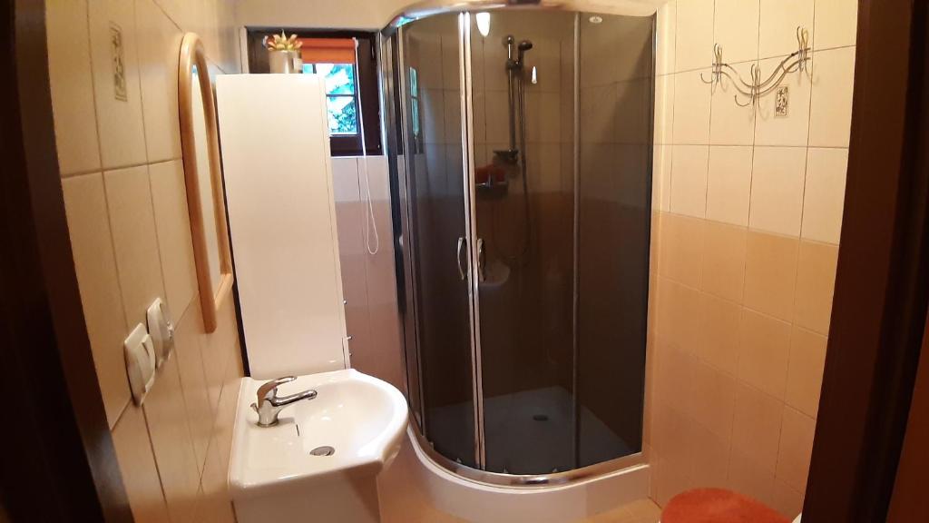 Kúpeľňa v ubytovaní Domek z widokiem