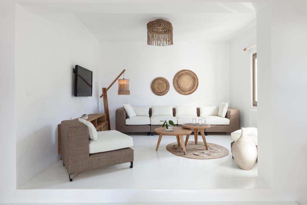 Posezení v ubytování Amalgam Homes Paros