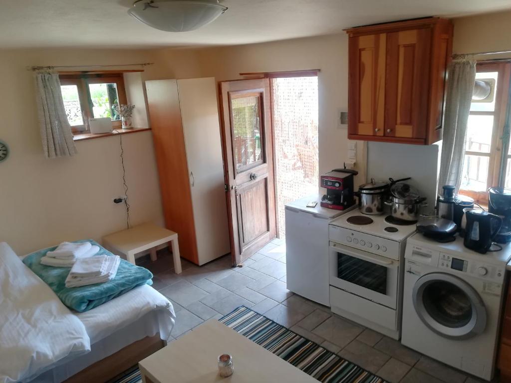 Kuchyň nebo kuchyňský kout v ubytování Amanitis Stone House