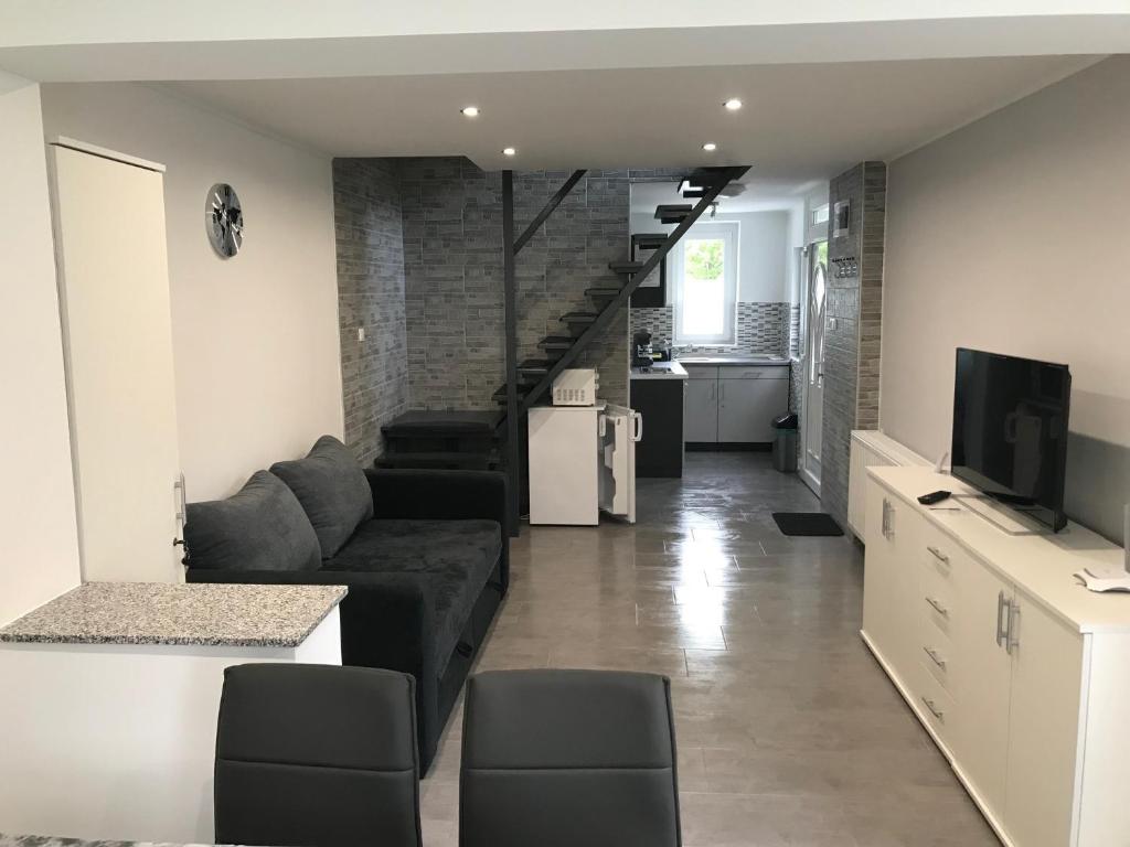 Televízia a/alebo spoločenská miestnosť v ubytovaní Heni Apartment