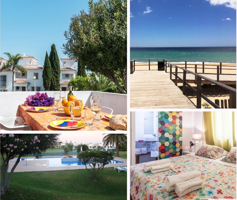 a collage of pictures of the beach and the ocean at Villa 39 in Armação de Pêra