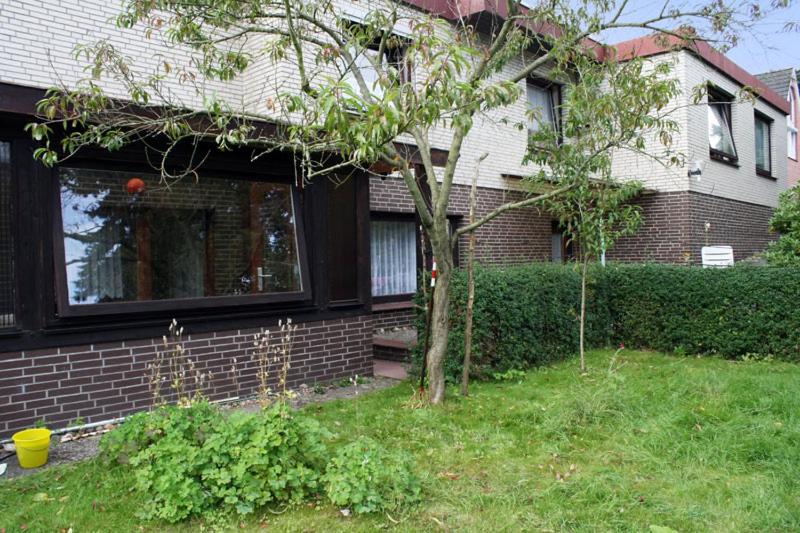 a brick house with a tree in the yard at Ferienwohnung Harms in Hitzacker