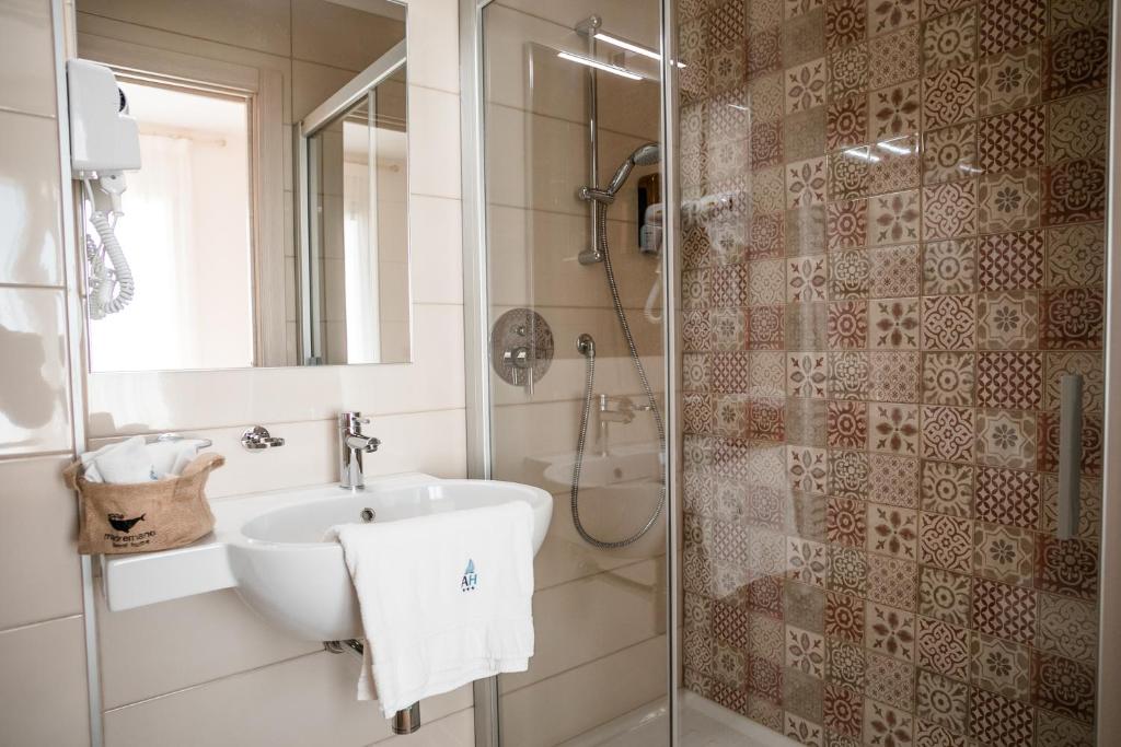 Koupelna v ubytování Hotel Albatros