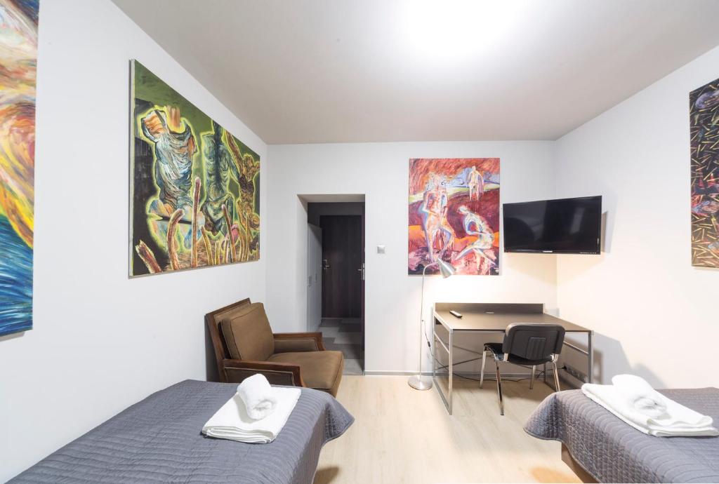 TV a/nebo společenská místnost v ubytování Villa Art Korab