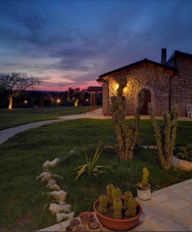 a yard with cacti and a building with a cactus at Tenuta De Luca in Sannicandro Garganico