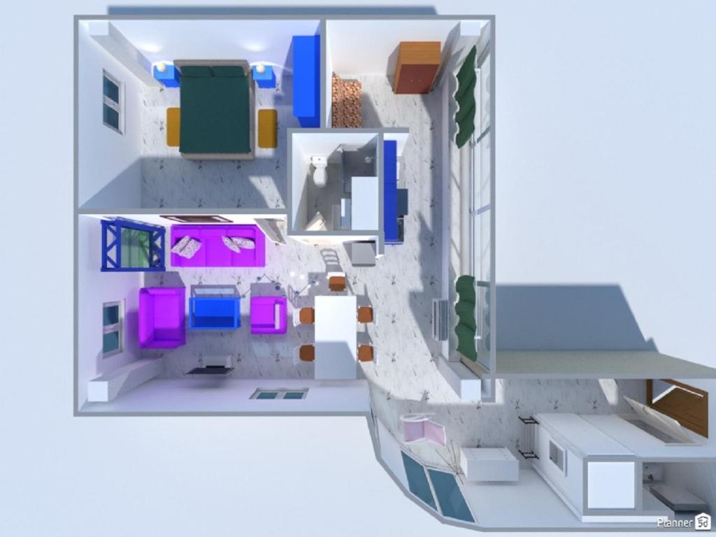 un modelo de casa con planta en Citypark Apartment en Rab