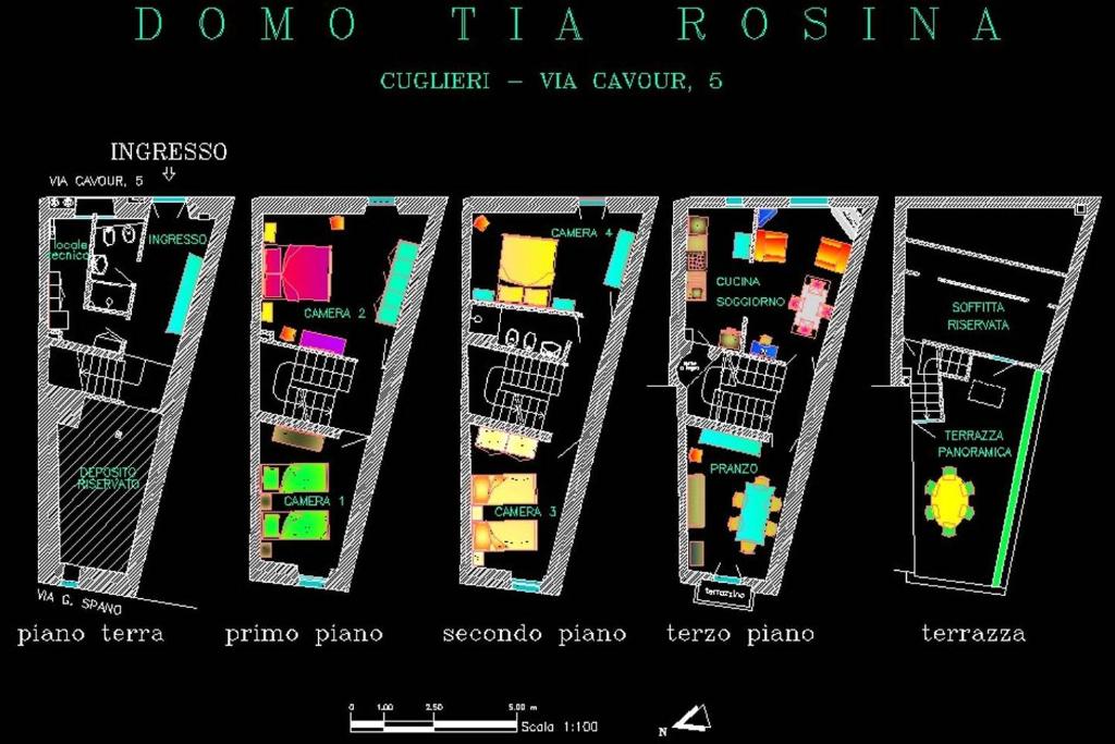eine Darstellung von vier Bindungen mit verschiedenen Aominiumkonzepten in der Unterkunft DOMO TIA ROSINA (I.U.N. P3203) in Cuglieri