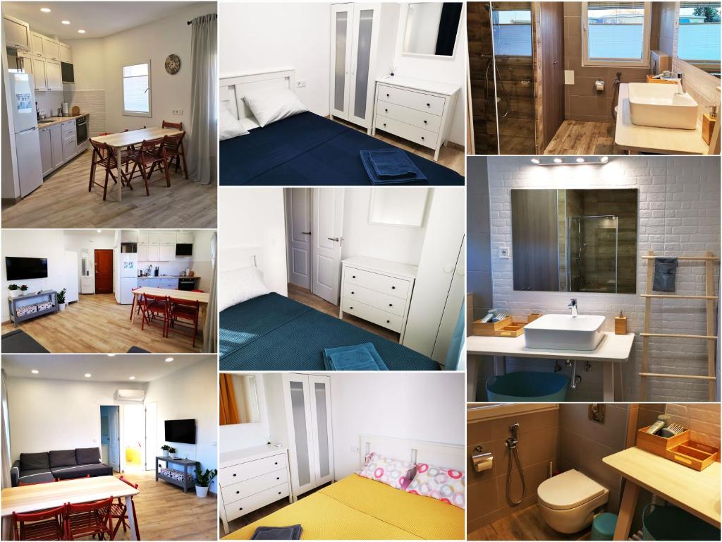 un collage de fotos de una cocina y una habitación en SunnySpainHolidays Apartments, en Málaga