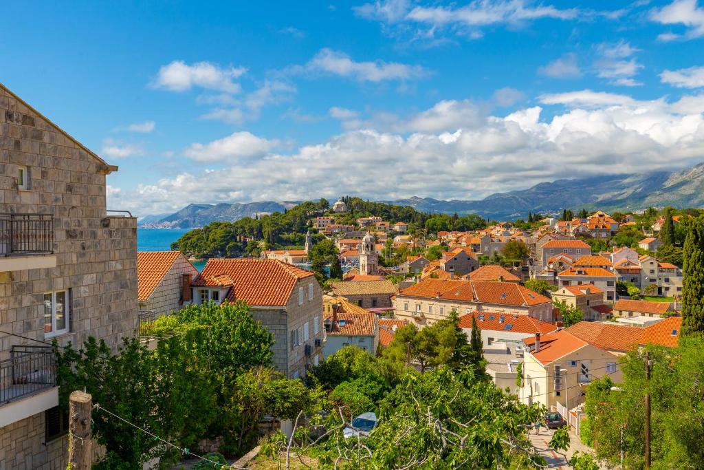 a cityscape of a town with orange roofs at Apartments Vesna in Cavtat