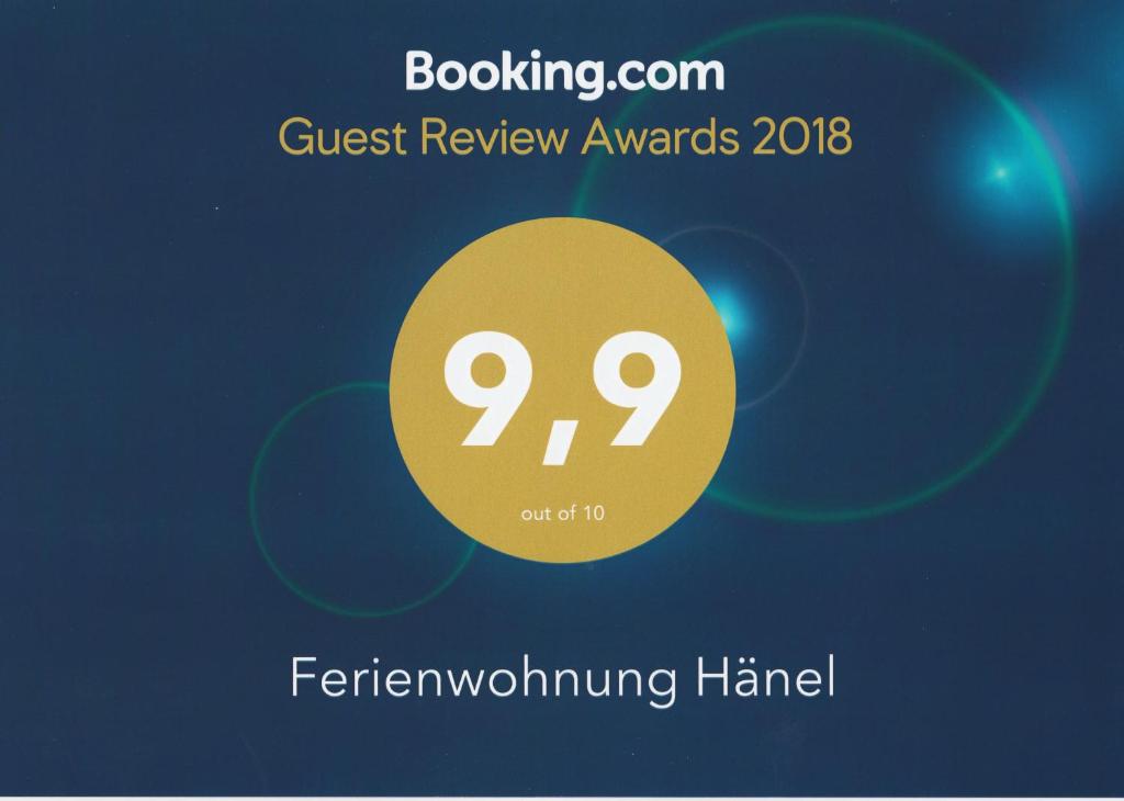 Certifikát, hodnocení, plakát nebo jiný dokument vystavený v ubytování Ferienwohnung Hänel