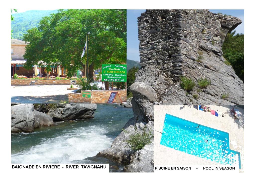 a collage of two pictures of a river and a building at U Sortipiani in Sortipiani