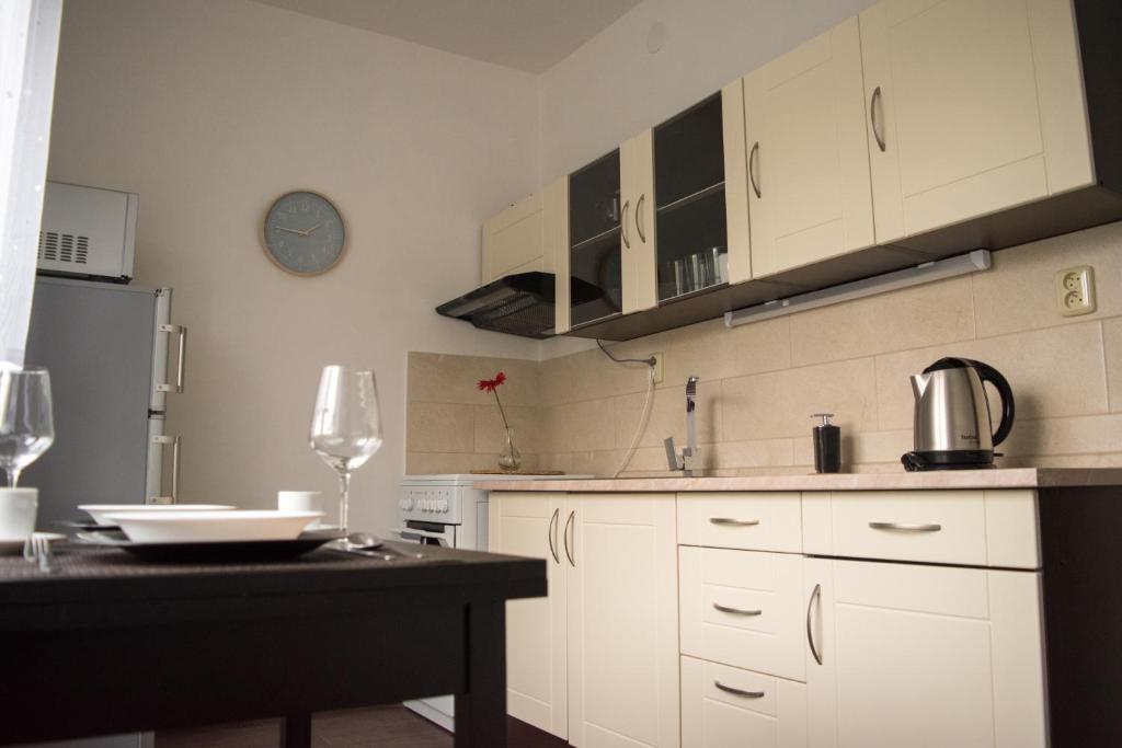 Kuchyň nebo kuchyňský kout v ubytování Apartman JnJ Velkomoravska