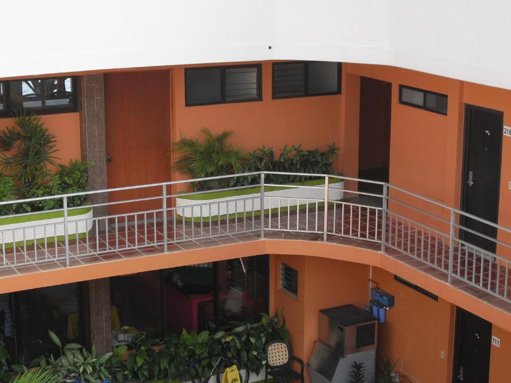 an aerial view of a building with a balcony at Hotel Playa Cristal in Catemaco