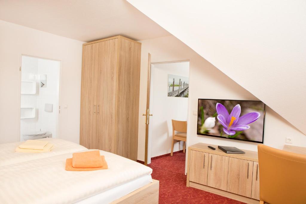 TV a/nebo společenská místnost v ubytování Ferienhotel Bernstein