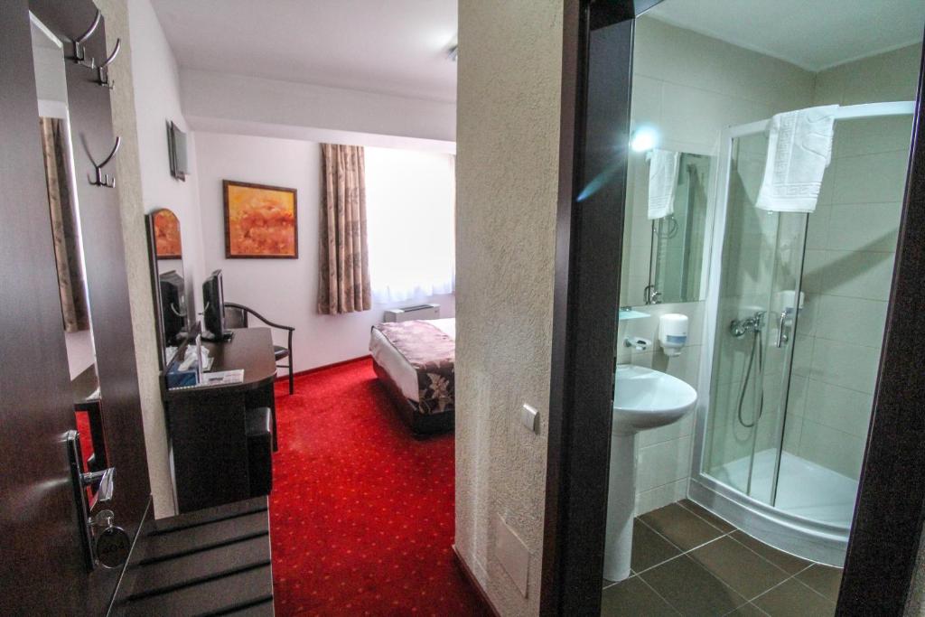 Koupelna v ubytování Hotel Razvan