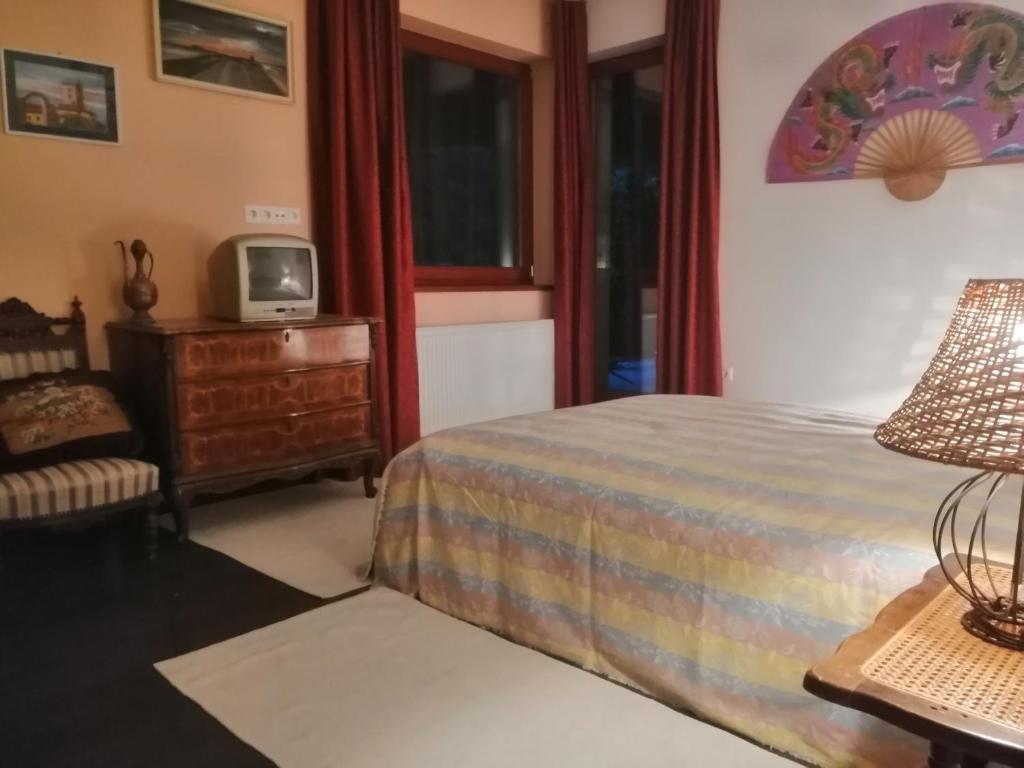 Llit o llits en una habitació de Vízaknai Apartmanház