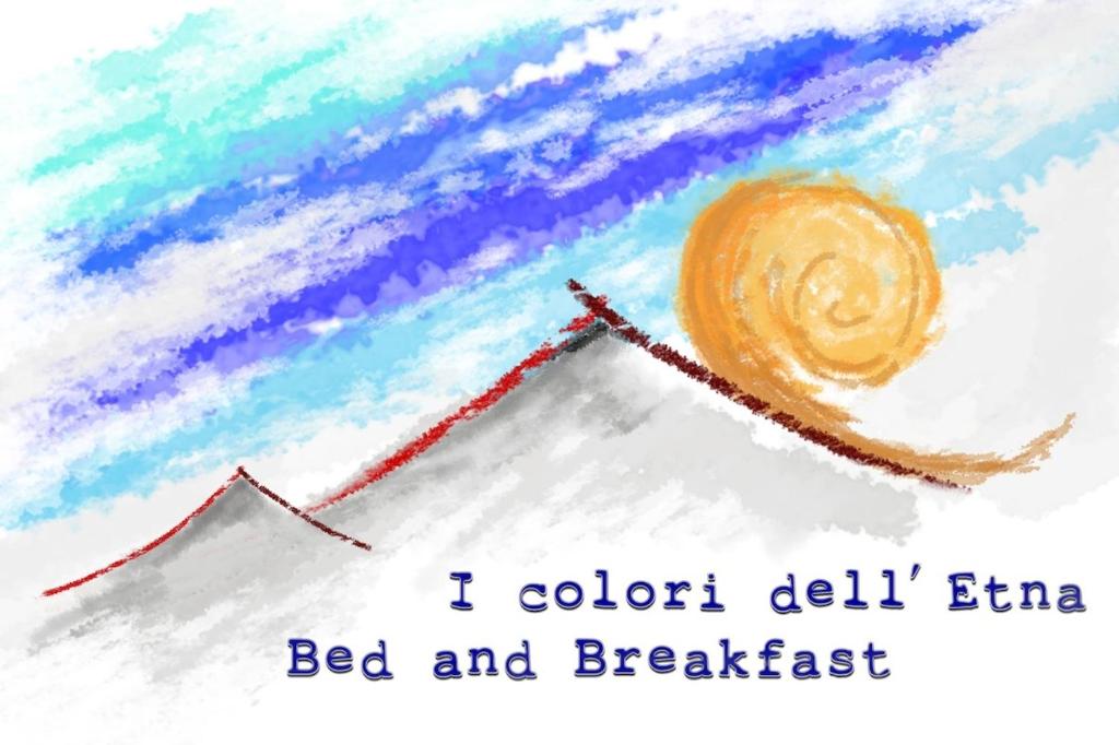 un disegno di una torta con un cappello e una montagna di I Colori dell'Etna a San Giovanni la Punta