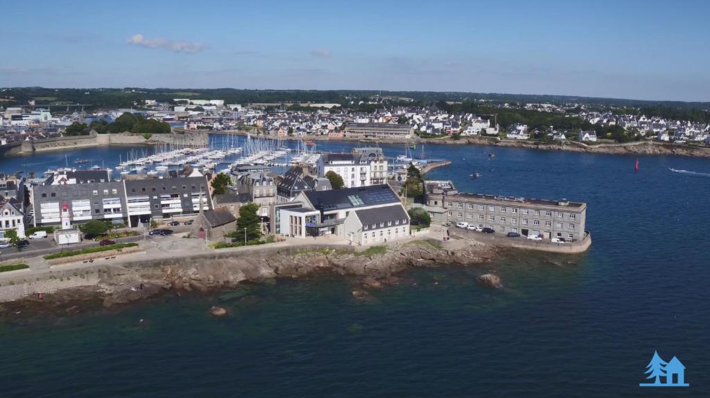 an aerial view of a city on the water at Auberge de jeunesse de Concarneau in Concarneau